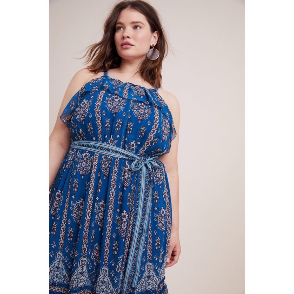NWT ANTHROPOLOGIE SASHA RUFFLE MAXI DRESS - Picture 12 of 16